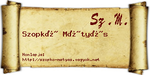 Szopkó Mátyás névjegykártya